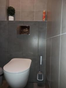 baño con aseo blanco en una habitación en Гостьовий дім Best time to rest 