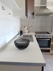 a kitchen with a sink with a bowl on the counter at MARTINA 2 in Bašanija