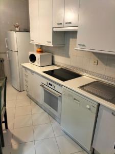 a kitchen with white appliances and a white refrigerator at Villa Manolo in Guadarrama