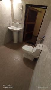 a bathroom with a toilet and a sink at Nature Hunt Eco Camp in Kāziranga