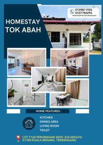 a collage of photos of a house with a flyer at HOMESTAY TOK ABAH in Kuala Berang