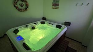 - une baignoire verte dans un coin de la chambre dans l'établissement Casa Moraleda I Vivienda Rural, à Pinos del Valle