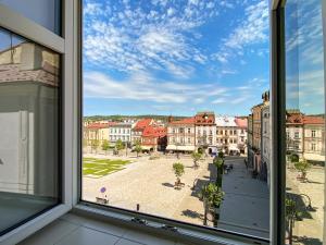 プシェムィシルにあるNoclegi Rynek14 Przemyśl Old Town Viewの窓から市街の景色を望めます。
