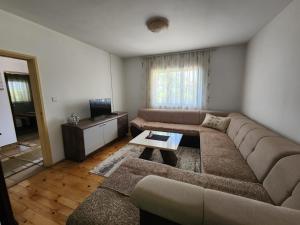 a living room with a couch and a table at Gazdinstvo Đurović in Dobra Voda