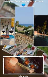 un collage di foto di un collage di prodotti alimentari e di vino di A due passi dal mare e da tutte le attrazioni a Costa Rei