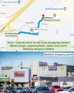 a map of a shopping center with cars in traffic at Sunny House - Melbourne Airport Home in Melbourne