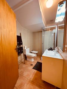 a bathroom with a toilet and a sink at Apartamentos da Carreira in Funchal
