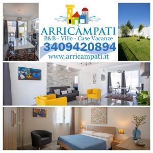 a collage of photos of a living room and a house at Arricàmpati Apartments Villa & Bringo Car Rental in Carini