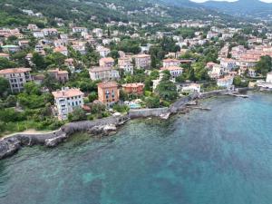 an aerial view of a town next to the water at Apartment Roberta in Lovran