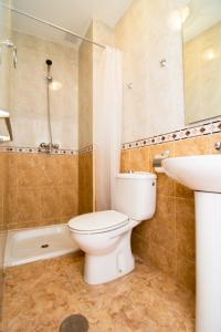 a bathroom with a toilet and a sink and a shower at San José Guest House in Granada