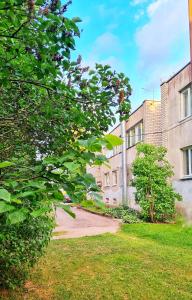 a walkway in an alley between two buildings at A&F studija in Budraičiai