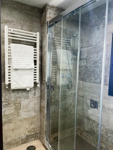 マドリードにあるGOYA Loft de Categoría Nuevoのバスルーム(ガラス張りのシャワー付)