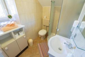 W łazience znajduje się toaleta, umywalka i prysznic. w obiekcie Apartman pod Nehajem w mieście Senj