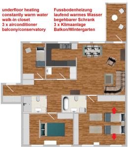 einen Grundriss des Aoniumgebäudes mit dem Grundriss in der Unterkunft Swiss Central Luxury Apartment 132m2 in Sarajevo