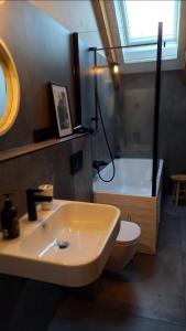 a bathroom with a sink and a toilet and a tub at Villa Luna in Sedlec