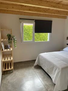 a bedroom with a bed and a window at Apartamentos Aronces in Cudillero