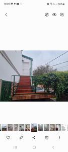 dos fotografías de una escalera con una puerta blanca y un edificio en Amelí Alojamiento en Salta