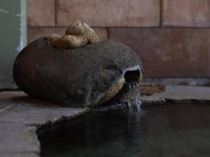 ein Vogelbad mit Wasser. in der Unterkunft Tabist Izu Atagawa Onsen Hotel Gyokuryu in Higashiizu