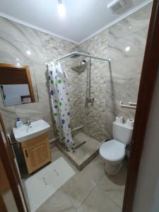 La salle de bains est pourvue d'une douche, de toilettes et d'un lavabo. dans l'établissement Cabana belvedere (VIS), à Colibiţa