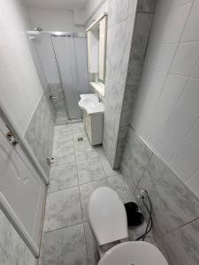 uma pequena casa de banho com WC e lavatório em 5 Minute Walking Distance Tram-Metro-Metrobus/1 Minute For City Park/10 Minute For Mall em Istambul