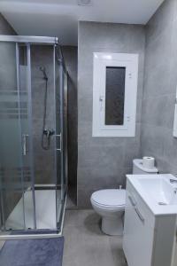 W łazience znajduje się prysznic, toaleta i umywalka. w obiekcie Apartment Carrer de Joan w Barcelonie