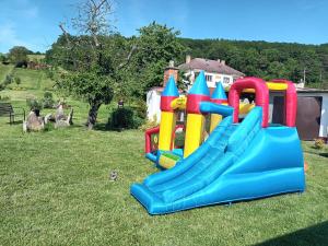 einen Spielplatz mit Rutsche im Gras in der Unterkunft Chalupa U Vinaře in Radějov