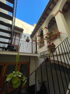 una casa con macetas en los balcones en Blue Zì Albina Apartments, en Vasto