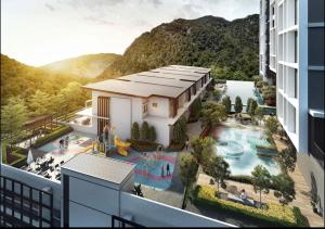 an architectural rendering of a resort with a swimming pool at Onsen Oasis Premium Suites in Tambun