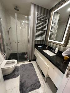 a bathroom with a toilet and a sink and a shower at Vadi İstanbul daire full eşya in Istanbul