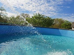 una piscina con una fuente de agua en Birs Vendégház Tiszafüred, en Tiszafüred 21 fotos más