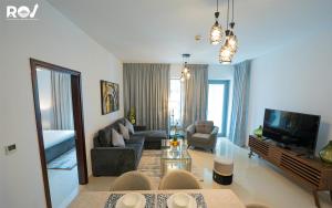 Et sittehjørne på Luxury 2 Bedroom Suite with Full Burj Khalifa View