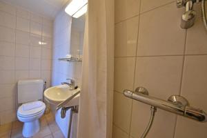 a bathroom with a toilet and a sink and a shower at Royal in Deventer