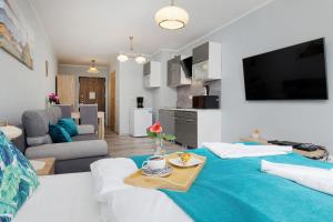 TV a/nebo společenská místnost v ubytování Na Wydmach Apartment Międzywodzie by Noclegi Renters + 16 fotografií