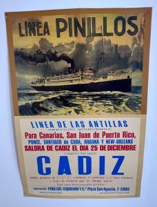 un cartel de un barco en el agua en GATU PREMIUM Villa Flamenca, en Cádiz