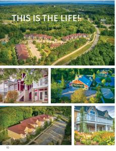 kolaż czterech zdjęć domów ze słowami "to jest życie" w obiekcie Home Away From Home in Horse Shoe Valley w mieście Oro-Medonte