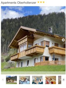 a collage of photos of a house with at Apartments Oberhollenzer in Braies