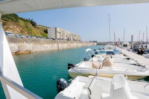 a group of boats are docked in a harbor at Les Ebihens - Studio et chambre indépendante in Saint-Cast-le-Guildo