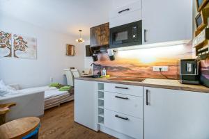 A kitchen or kitchenette at AusZeit Steiraland 7 mit überdachten Balkon und Parkplatz