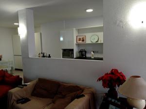 sala de estar con sofá y cocina en Nice room-Terrace- Private toilete-Closer Sport Pier-Optical Fiber 1 GB, en Las Palmas de Gran Canaria