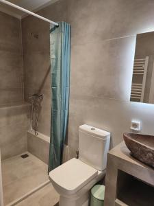 a bathroom with a toilet and a shower at Litseli in Athens