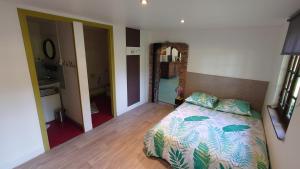 a bedroom with a bed and a mirror at le marly's in Wasigny