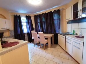 a kitchen with a table and chairs in a room at Apartment in Veprinac in Veprinac