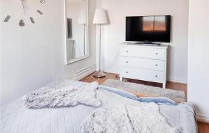 1 dormitorio con cama y vestidor con TV en Amazing Apartment In Ystad With 1 Bedrooms, en Ystad