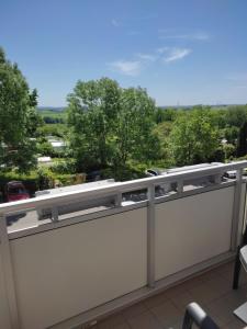 un balcone con ringhiera e vista sul cortile di Gästewohnung in Hohenstein-Ernstthal a Hohenstein-Ernstthal