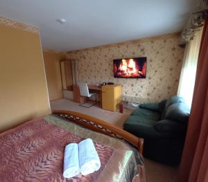 TV a/nebo společenská místnost v ubytování Riverside Motel Jelgava