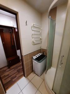 a bathroom with a toilet and a sink and a shower at Danės Apartamentai in Klaipėda