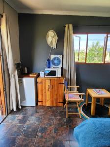 a kitchen with a refrigerator and a microwave at Blueberry Country Cottage in Brits