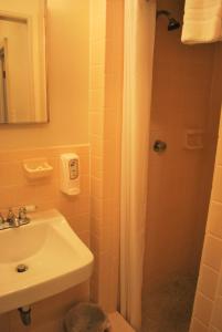 a bathroom with a sink and a shower at Lankford Hotel and Lodge in Ocean City