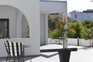 a patio with two chairs and a table and a plant at Zoi Ayia Napa in Ayia Napa