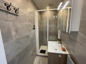 a bathroom with a sink and a shower at Appartement 2 pièces élégant proche Porte de Versailles in Paris